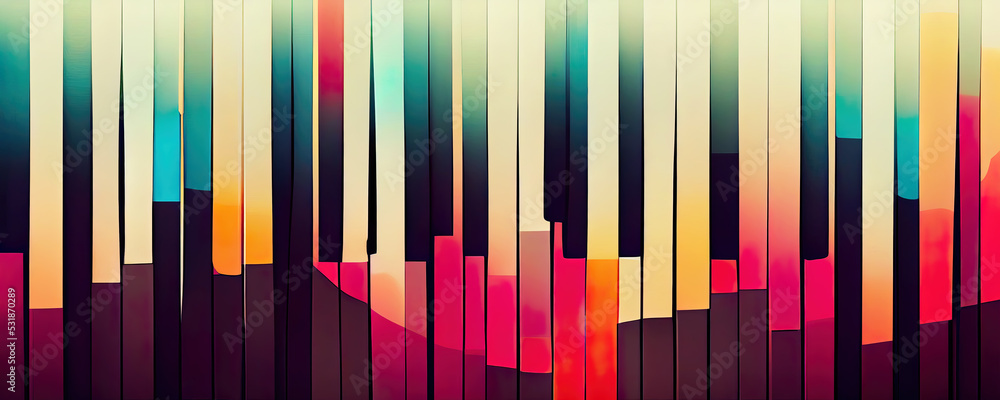Abstract colorful paino keyboard as wallpaper background
